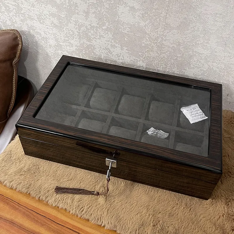 10 Slots Black Wooden Premium Watch Organizer Box And Gift Case